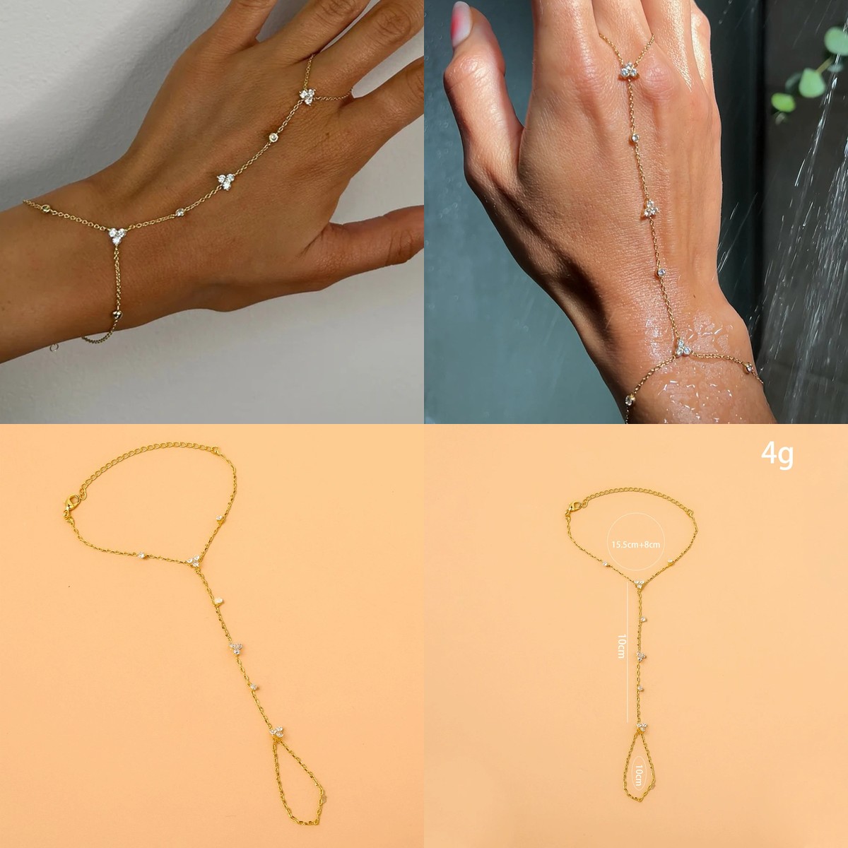 Women'S Accessories Amazon - Kryształowa bransoletka na dłoń bez palców