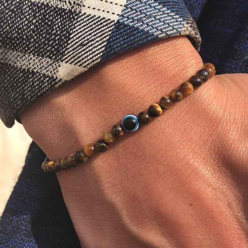 Evil Eye Bracelet - Minimalistyczna bransoletka motocyklowa Mężczyźni Turcja Evil