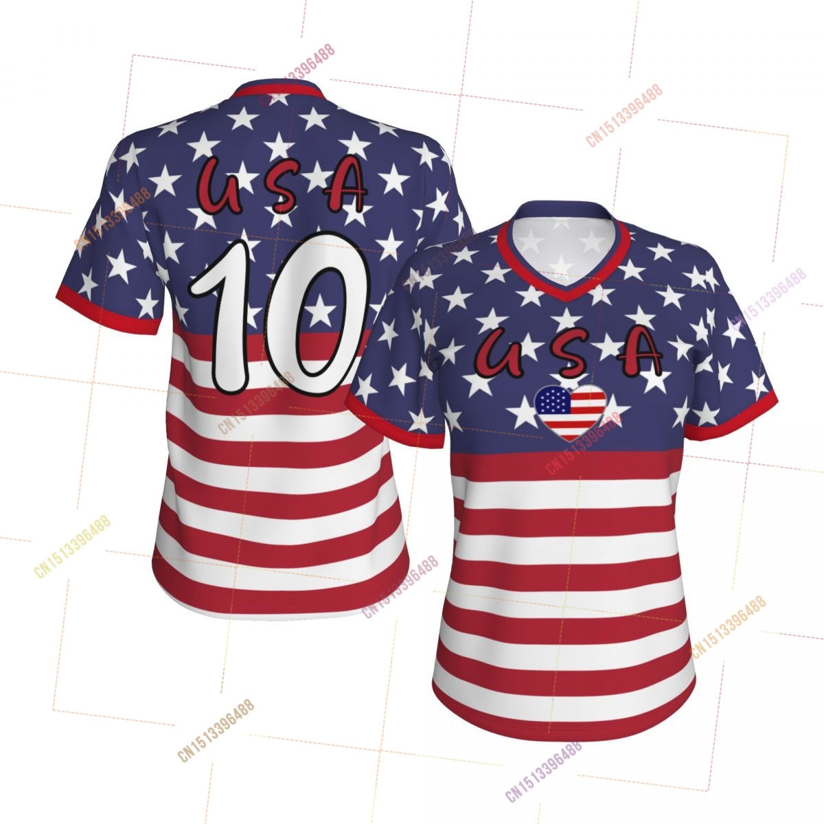 Women Accessories Usa - Koszulki z flagą USA dla kobiet,