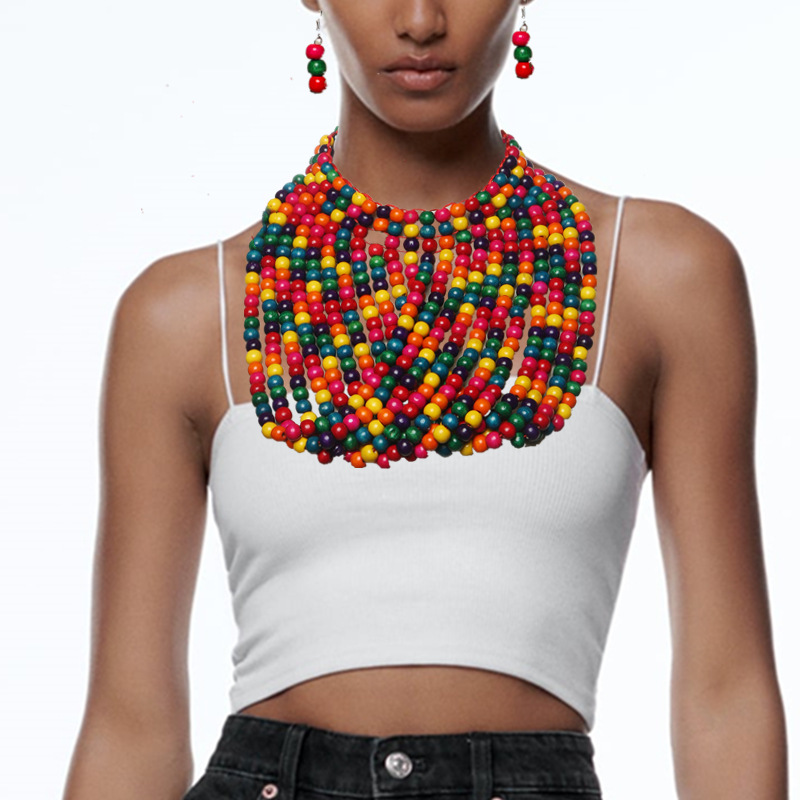 Women'S Accessories Amazon - Afrykański zestaw naszyjników z drewnianych koralików